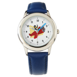 Cartoon van vliegende pinguïn horloge