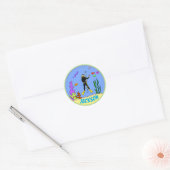 Cartoon van vlinderduiker met vissensticker ronde sticker (Envelop)