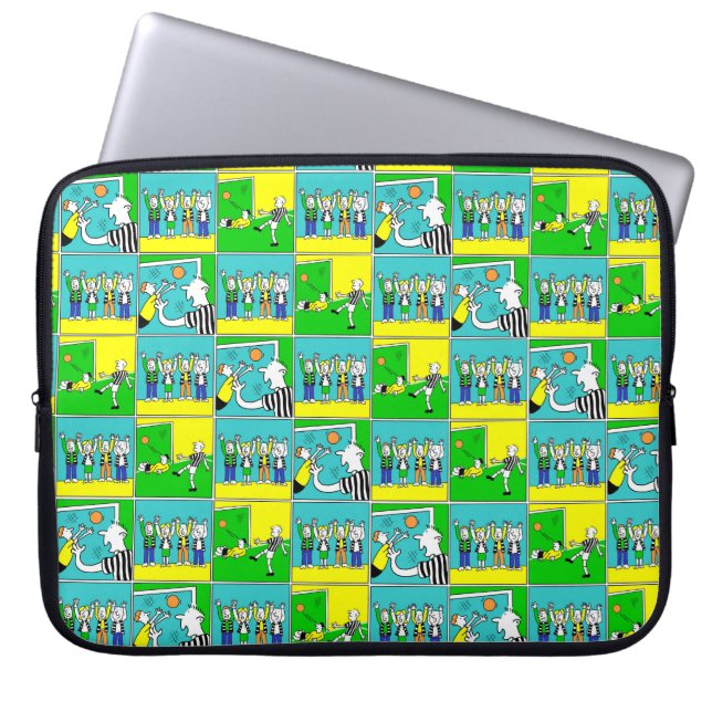 Cartoon van voetballers en ventilatoren laptop sleeve (Voorkant)