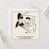 Cartoon van vrouw met echtgenoot die dronken achte kaart (Voorkant / Achterkant in situ)