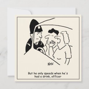 Cartoon van vrouw met echtgenoot die dronken achte kaart