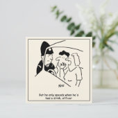 Cartoon van vrouw met man en vrouw, een Drink-best Kaart (Staand voorkant)