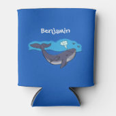 Cartoon van walvissen en kalveren blikjeskoeler (Voorkant)