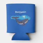 Cartoon van walvissen en kalveren blikjeskoeler (Achterkant)