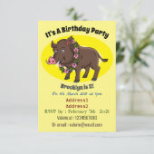 Cartoon van wilde zwijnen en bloemen kaart (Staand voorkant)