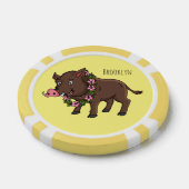 Cartoon van wilde zwijnen en bloemen poker chips (Enkel)