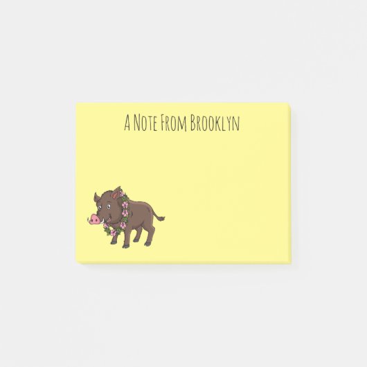 Cartoon van wilde zwijnen en bloemen post-it® notes (Voorkant)