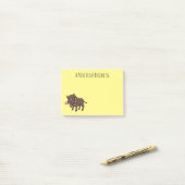 Cartoon van wilde zwijnen en bloemen post-it® notes (Op bureau)