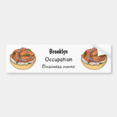 Cartoon van zalmbagel bumpersticker (Voorkant)