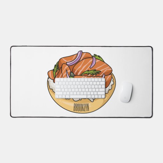Cartoon van zalmbagel bureaumat (Keyboard & Muis)