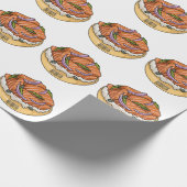 Cartoon van zalmbagel cadeaupapier (Hoek)