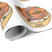 Cartoon van zalmbagel cadeaupapier (Rol Hoek)