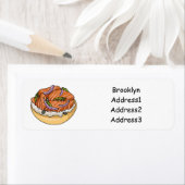 Cartoon van zalmbagel etiket (Insitu)