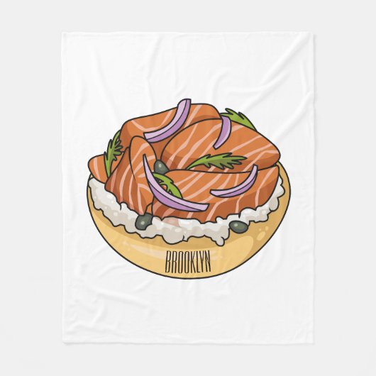 Cartoon van zalmbagel fleece deken (Voorkant)