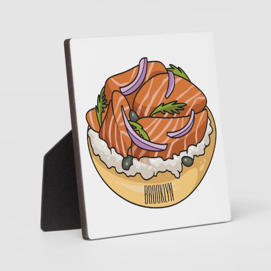 Cartoon van zalmbagel fotoplaat (Voorkant)