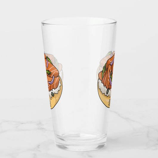 Cartoon van zalmbagel glas (Rechts)