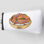 Cartoon van zalmbagel golfheadcover (Voorkant)