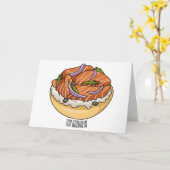 Cartoon van zalmbagel kaart (Gele Bloem)