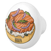 Cartoon van zalmbagel keramische knop (Rechts)