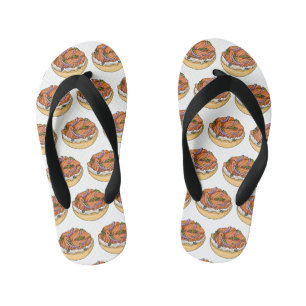 Cartoon van zalmbagel kinder teenslippers
