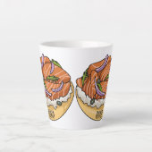 Cartoon van zalmbagel latte mok (Voorkant)