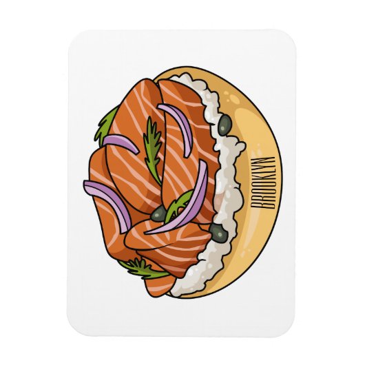 Cartoon van zalmbagel magneet (Verticaal)