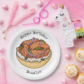 Cartoon van zalmbagel papieren bordje (Feest)