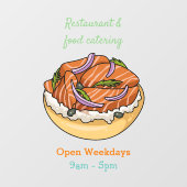 Cartoon van zalmbagel raamsticker (Vel)