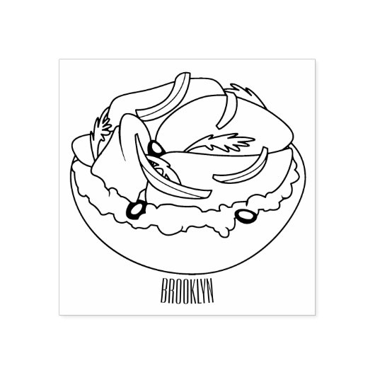 Cartoon van zalmbagel rubberstempel (Afrduk)