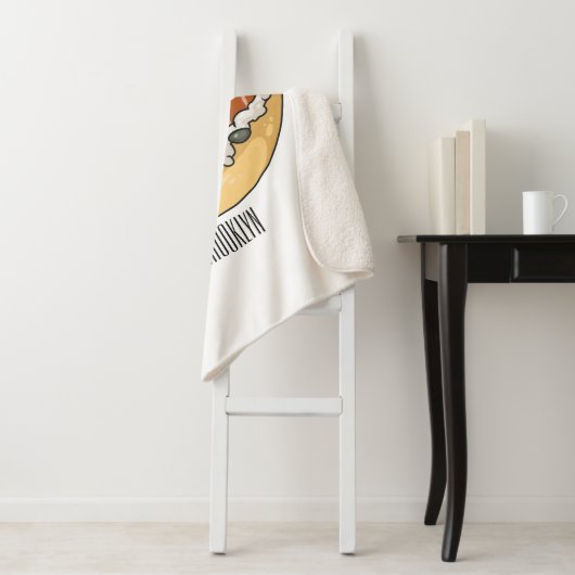 Cartoon van zalmbagel sherpa deken (In situ)