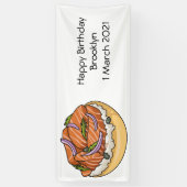 Cartoon van zalmbagel spandoek (Verticaal)