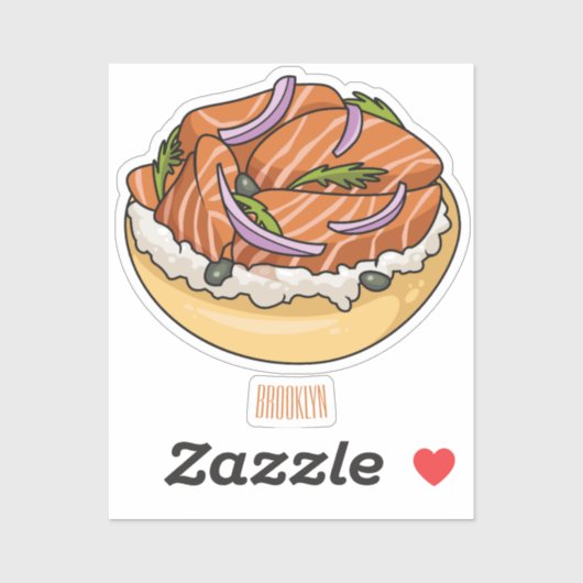 Cartoon van zalmbagel sticker (Vel)