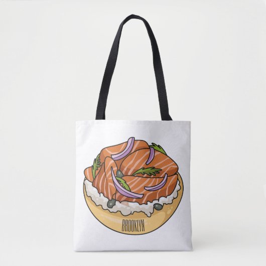 Cartoon van zalmbagel tote bag (Voorkant)