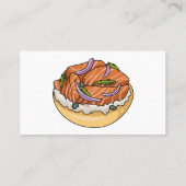 Cartoon van zalmbagel visitekaartje (Achterkant)