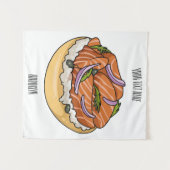 Cartoon van zalmbagel wandkleed (Voorkant (horizontaal))