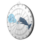 Cartoon van zeepbellenbels voor de walvisvangst dartbord (Voorkant Rechts)