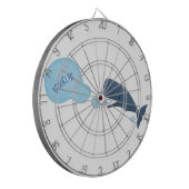 Cartoon van zeepbellenbels voor de walvisvangst dartbord (Voorkant Links)