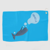 Cartoon van zeepbellenbels voor de walvisvangst golfhanddoek (Horizontaal)