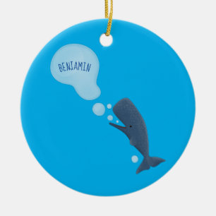 Cartoon van zeepbellenbels voor de walvisvangst keramisch ornament