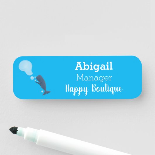 Cartoon van zeepbellenbels voor de walvisvangst naamplaatje (In situ)