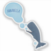 Cartoon van zeepbellenbels voor de walvisvangst sticker (Voorkant)