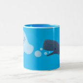 Cartoon van zeepbellenbels voor de walvisvangst tweekleurige koffiemok (Center)