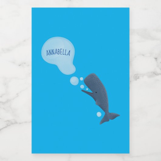 Cartoon van zeepbellenbels voor de walvisvangst voedselcontainer etiket (Enkel label)