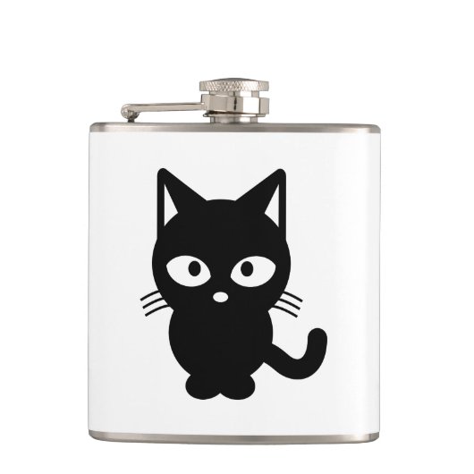Cartoon van zwarte katten heupfles (Voorkant)