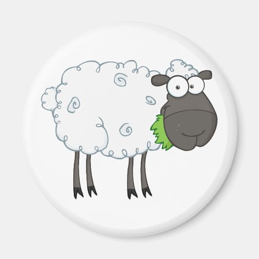 Cartoon van zwarte schapen magneet (Voorkant)