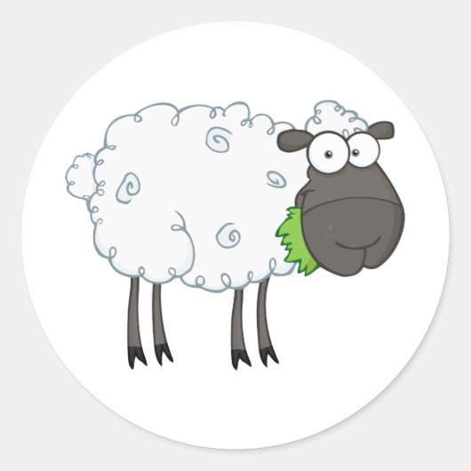 Cartoon van zwarte schapen ronde sticker (Voorkant)