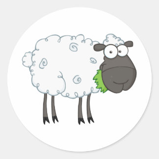 Cartoon van zwarte schapen ronde sticker