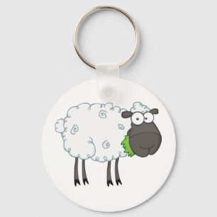 Cartoon van zwarte schapen sleutelhanger