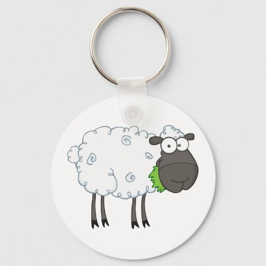 Cartoon van zwarte schapen sleutelhanger (Voorkant)