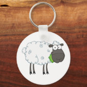 Cartoon van zwarte schapen sleutelhanger (Voorkant)